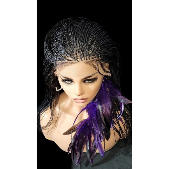 Jet Black Micro Million Braids Full Lace Wig NWT LONG - Picture 7 of 16